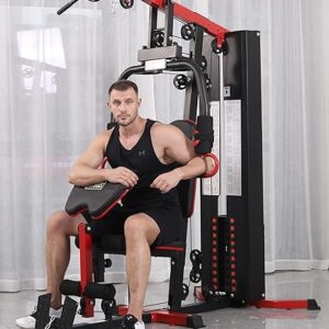 Signature Fitness Multifunctional Home Gym System Workout Station with Leg Extension and Preacher Curl, 122.5LB Weight Stack, Multiple Options, Multiple Packages